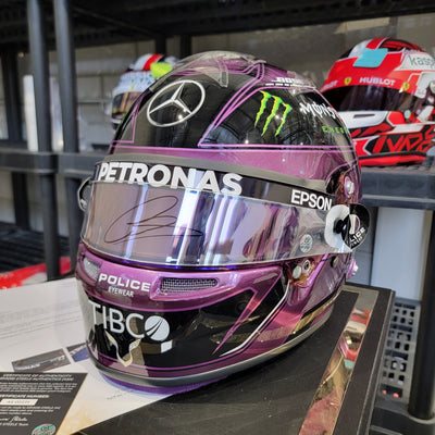 Lewis Hamilton Signed Helmet F1 Race Worn Race Used Visor 2021 Black & Purple