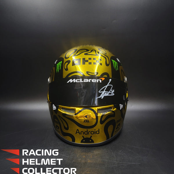 Lando Norris Signed Helmet 2025 GOLD CHAMPIONSHIP Tribute Autographed Full Scale 1:1 AS-03433-SOLD