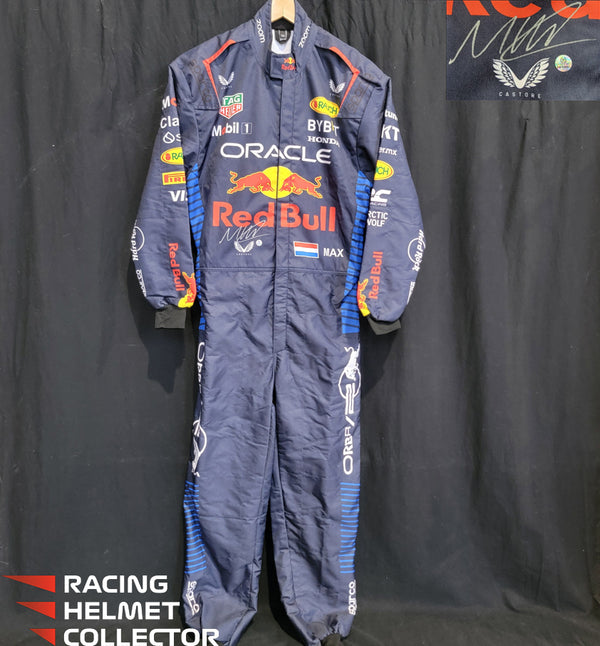Max Verstappen Signed Suit Racing F1 Team NAVY BLUE Promo Autographed Display Memorabilia AS-03551 - SOLD
