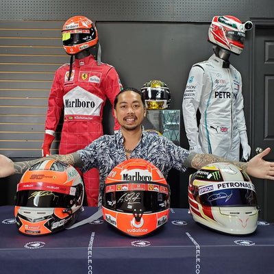 SIGNED TRIBUTE HELMETS SOLD! SCHUMACHER HAMILTON ROSBERG LECLERC