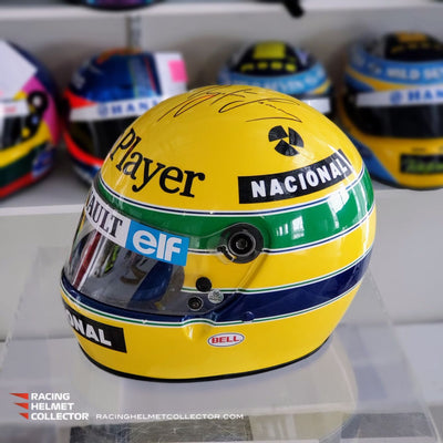 NEW ARRIVAL: Ayrton Senna Signed Directly On Helmet 1985 BELL XFM1 From Lotus Clive Chapman Collection Autographed