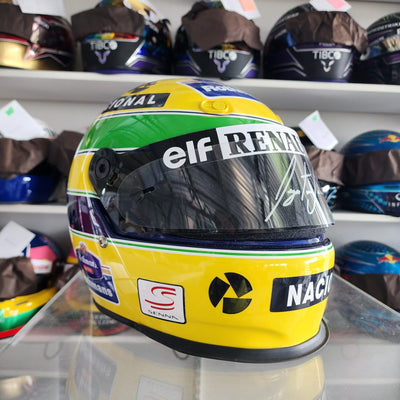 New Arrival: Ayrton Senna Signed Helmet Original BELL M3 Display From Williams Renault