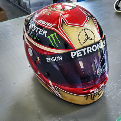 SOLD! Lewis Hamilton Signed Helmet Gold Abu Dhabi 🏁
