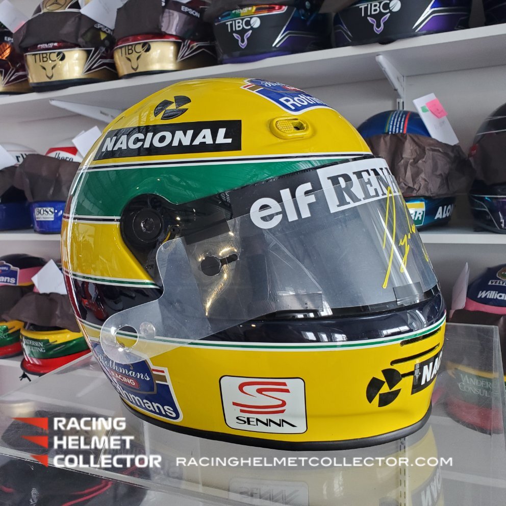 Ayrton Senna Signed Visor Tear-off Mounted on 1994 Bell M3 Helmet Unsi – Racing Helmet Collector