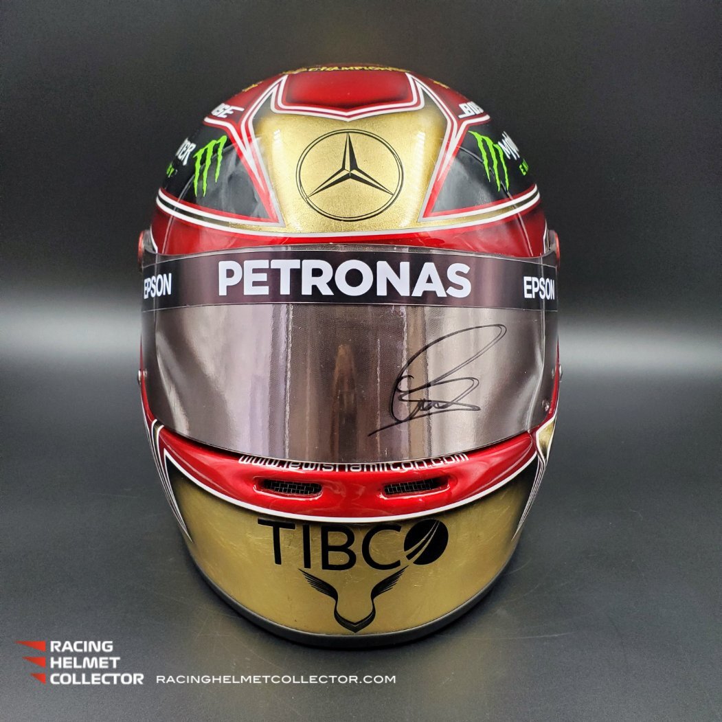 Lewis Hamilton Signed Helmet Visor 2019 Gold Abu Dhabi Tribute Autogra Racing Helmet Collector Signed F1 Memorabilia
