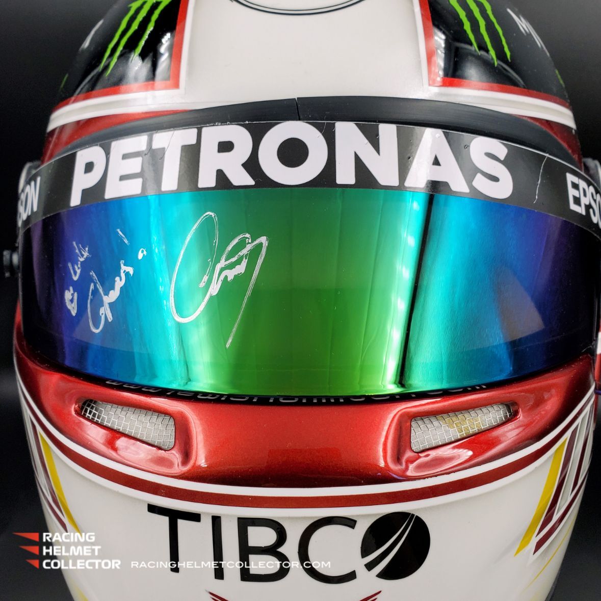 Lewis Hamilton Signed Race Worn Helmet Visor 2021 Mounted On 2019 Whit lewis-hamilton-signed-race-worn-helmet-visor-2021-mounted-on-2019-whit