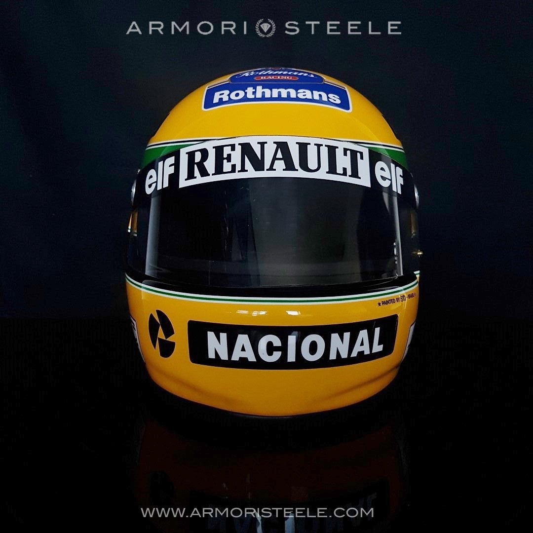 AYRTON SENNA DISPLAY HELMET PAINTED BY SID MOSCA - 1994- ORIGINAL PAIN – Racing Helmet Collector