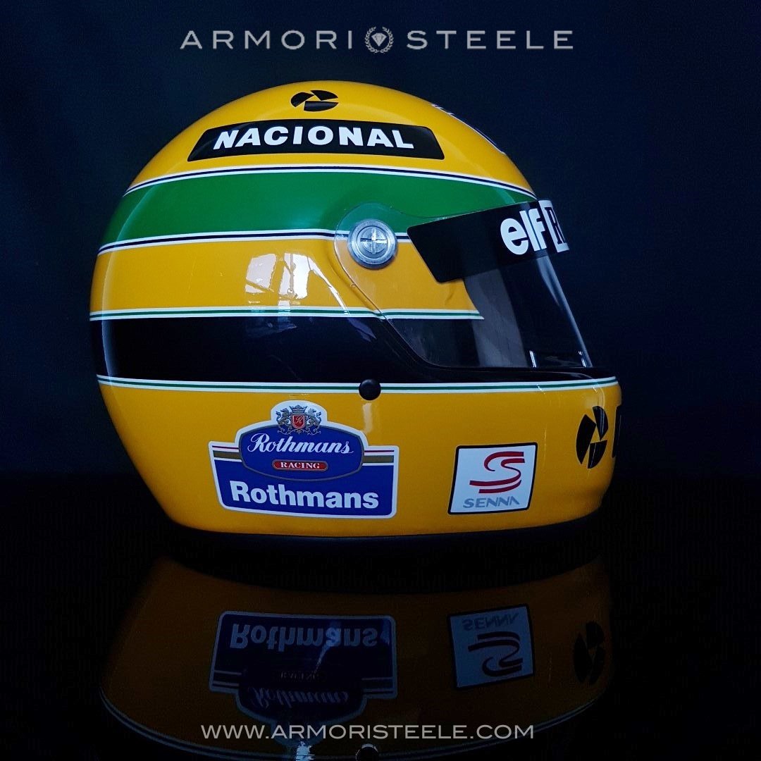 ayrton senna snowboard helmet AYRTON SENNA DISPLAY HELMET PAINTED BY SID MOSCA - 1994- ORIGINAL PAIN – Racing Helmet Collector