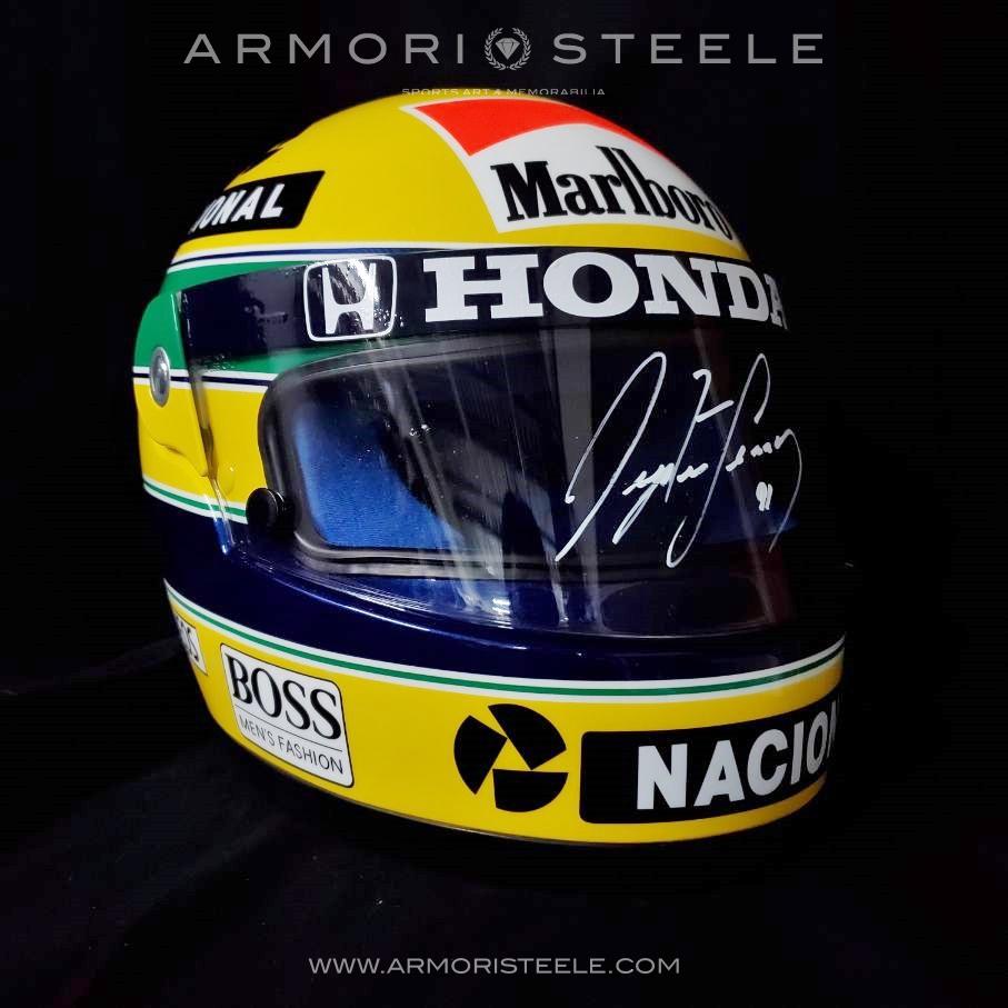 ayrton senna shoei helmet Ayrton Senna Signed Helmet 1991 Autographed Visor Shoei GRV-4 Full Sca –  Racing Helmet Collector