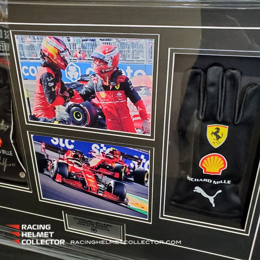 f1 handschuhe replica Charles Leclerc + Carlos Sainz Dual Signed Black Gloves Replica Fully –  Racing Helmet Collector