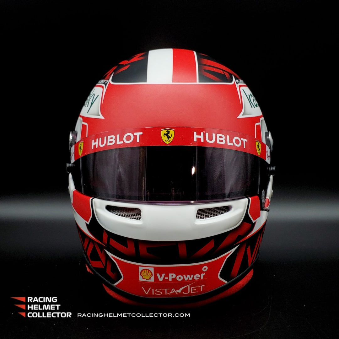 Charles Leclerc Helmet Race Worn Used Visor Mounted on Promo Helmet 2020 Dark Red Hublot Display Tribute Full Scale 1 1 AS 02152