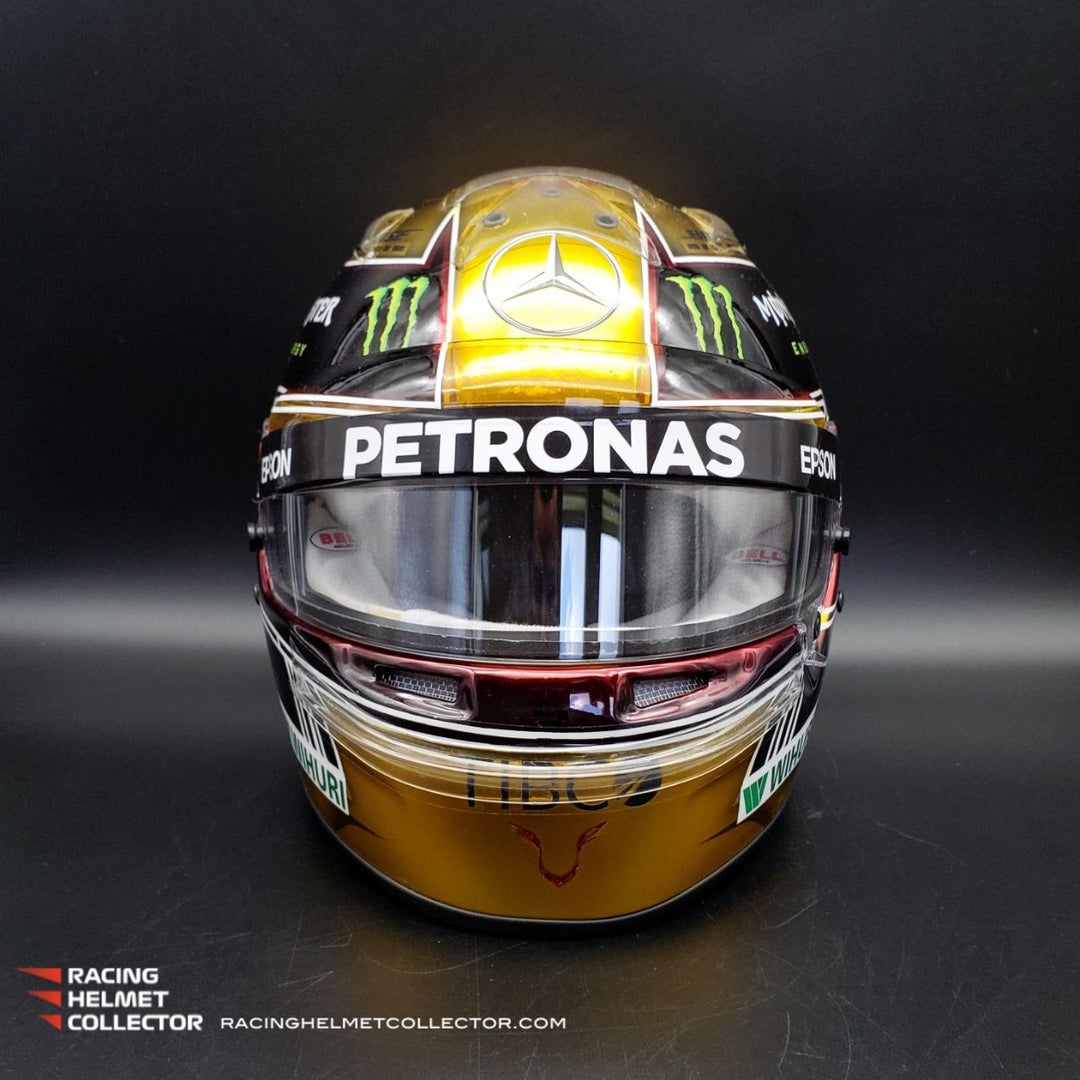 ルイス Lewis Hamilton Signed Helmet Direct Autograph 2018 Gold Abu