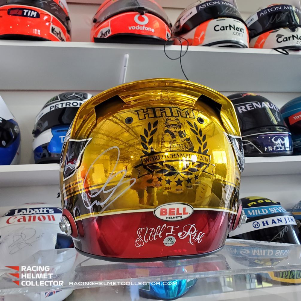 Lewis Hamilton Signed Helmet Direct Autograph 2018 Gold Abu Dhabi BELL – Racing Helmet Collector Lewis Hamilton Signed Helmet Direct Autograph 2018 Gold Abu Dhabi BELL – Racing Helmet Collector