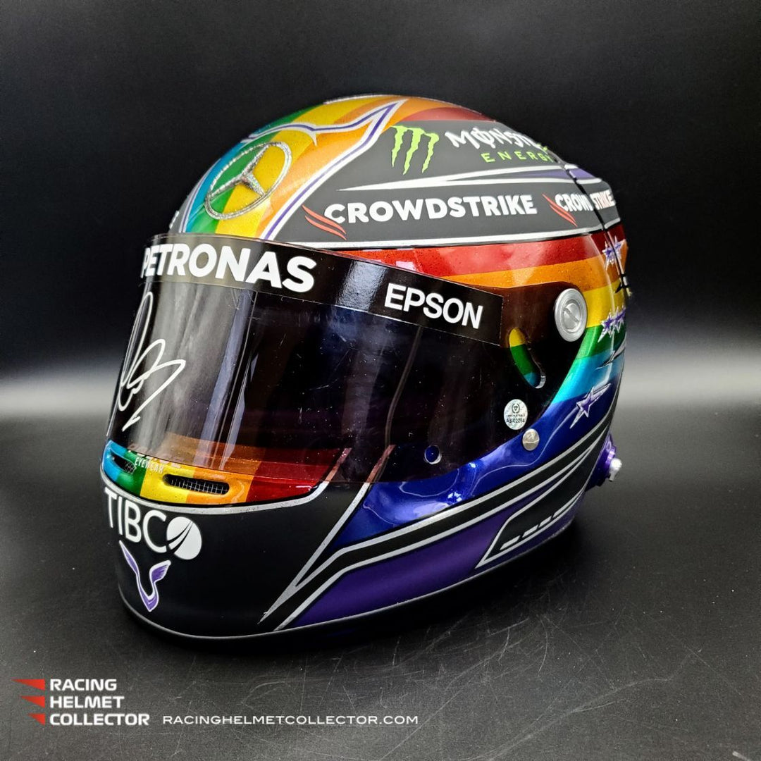 Lewis Hamilton Signed Helmet Visor 2021 Rainbow Abu Dhabi GP
