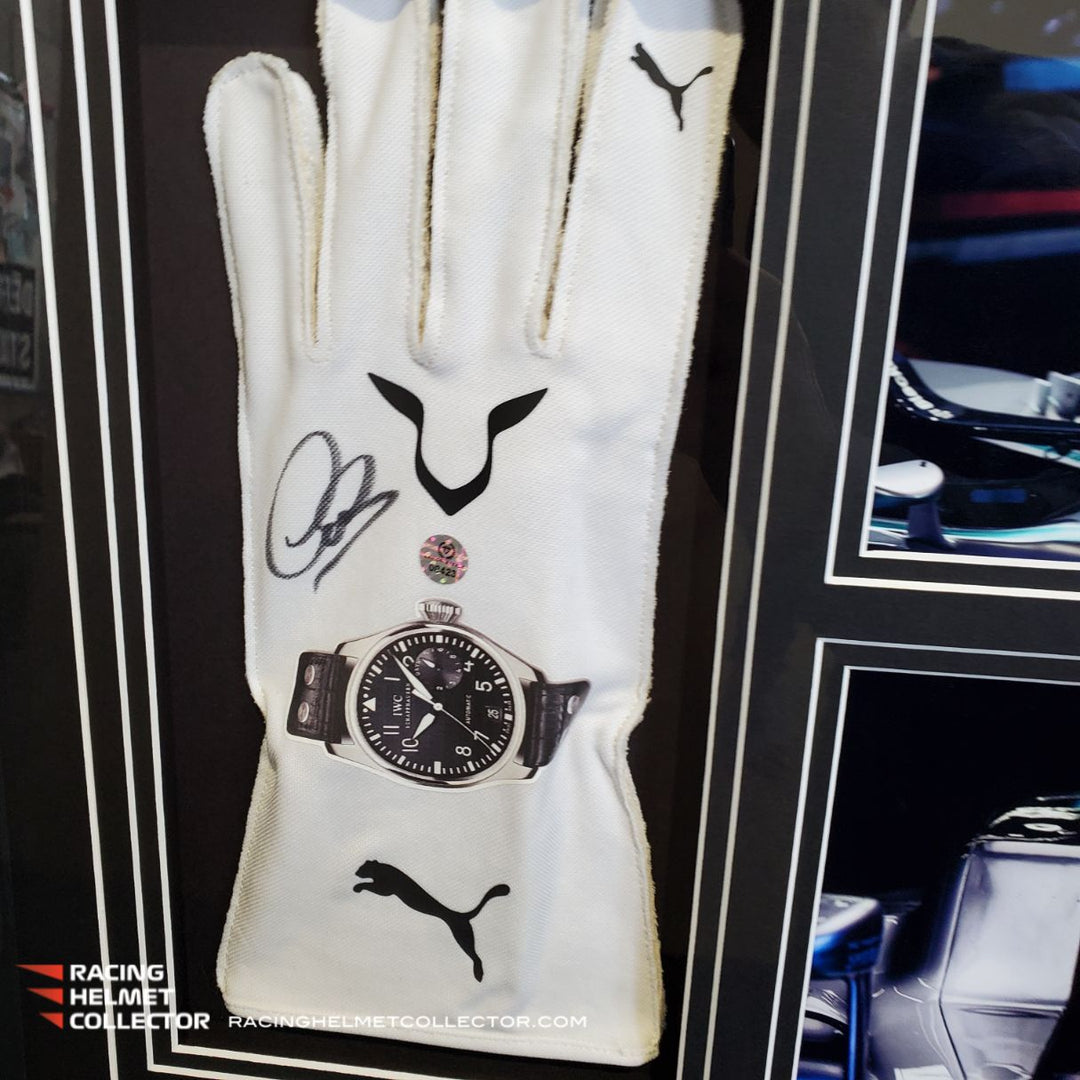 Lewis Hamilton Signed White Gloves Replica Fully Wood Framed AS 00423 Racing Helmet Collector Signed F1 Memorabilia
