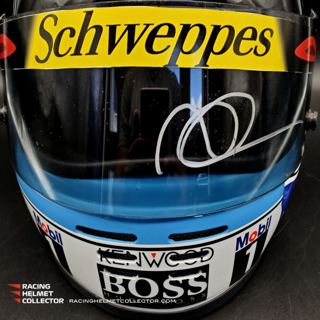 Mika Hakkinen Signed Helmet Visor 1999 Display Tribute