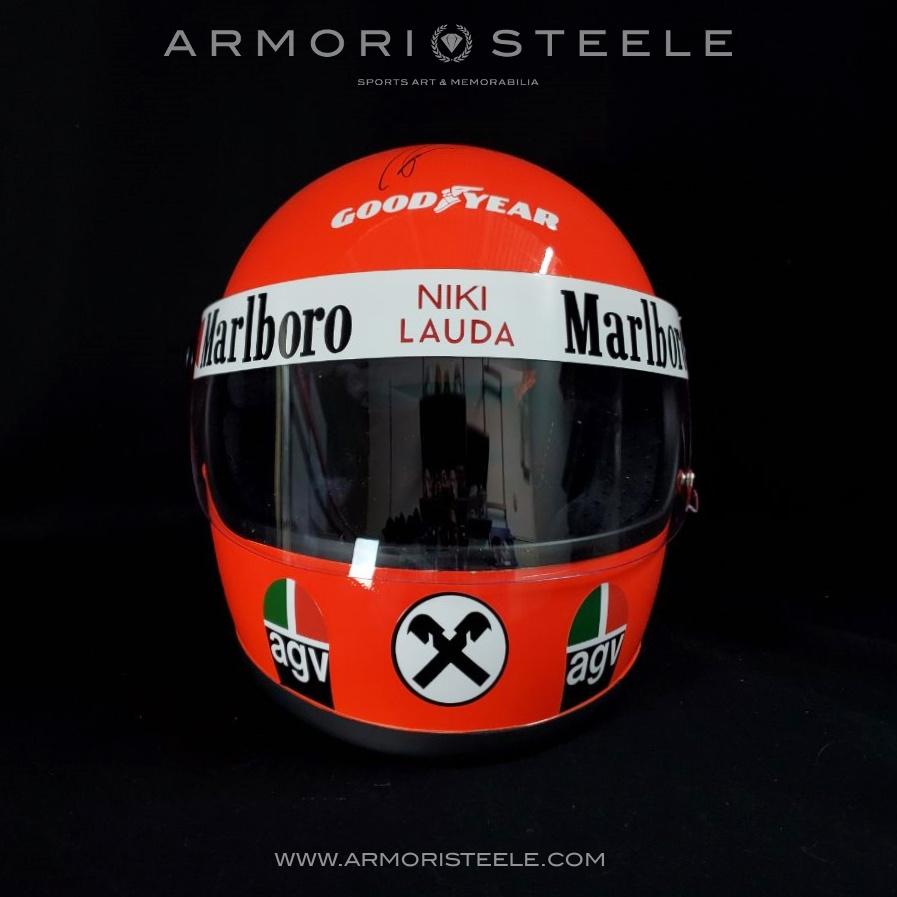 1975 motorcycle helmet NIKI LAUDA 1975 SIGNED AUTOGRAPHED HELMET F1 DISPLAY EDITION - SOLD –  Racing Helmet Collector